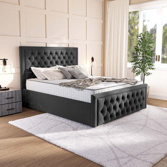 Valencia Upholstered Bed - Steel Plush Velvet