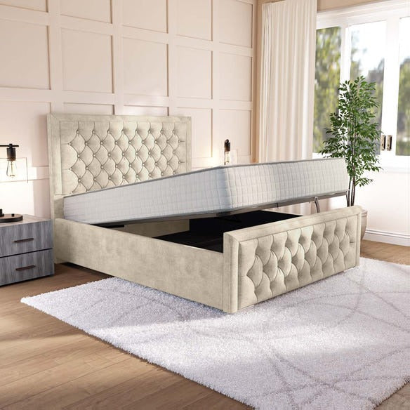 Valencia Upholstered Ottoman Bed - Almond Coniston