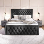 Valencia Upholstered Ottoman Bed - Black Chenille