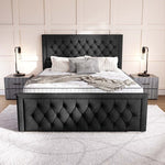 Valencia Upholstered Ottoman Bed - Black Naples