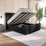 Valencia Upholstered Ottoman Bed - Black Naples