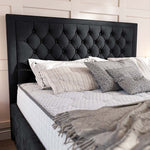 Valencia Upholstered Ottoman Bed - Black Plush Velvet