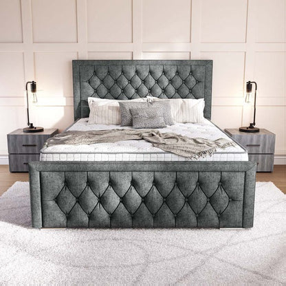 Valencia Upholstered Ottoman Bed - Charcoal Chenille