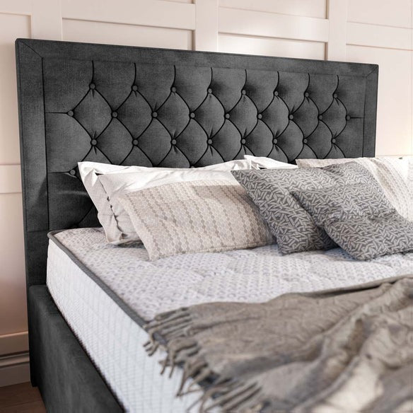 Valencia Upholstered Ottoman Bed - Charcoal Coniston