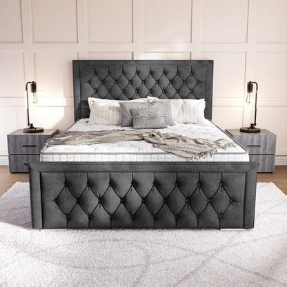 Valencia Upholstered Ottoman Bed - Charcoal Coniston