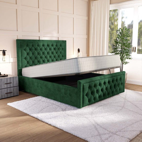 Valencia Upholstered Ottoman Bed - Emerald Coniston