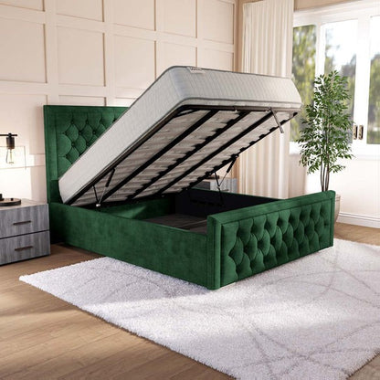 Valencia Upholstered Ottoman Bed - Emerald Coniston