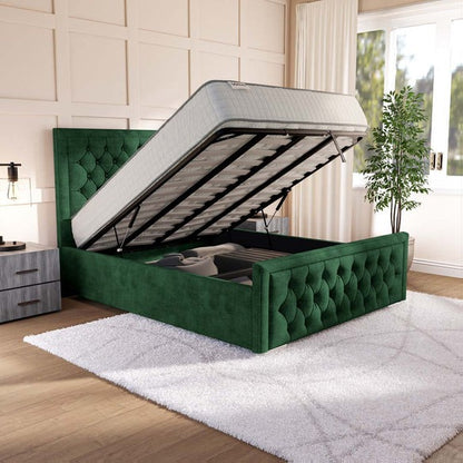 Valencia Upholstered Ottoman Bed - Emerald Coniston
