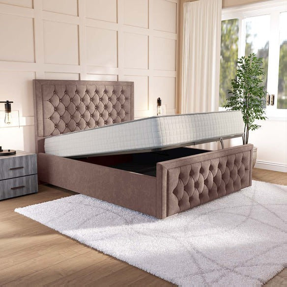 Valencia Upholstered Ottoman Bed - Mauve Naples