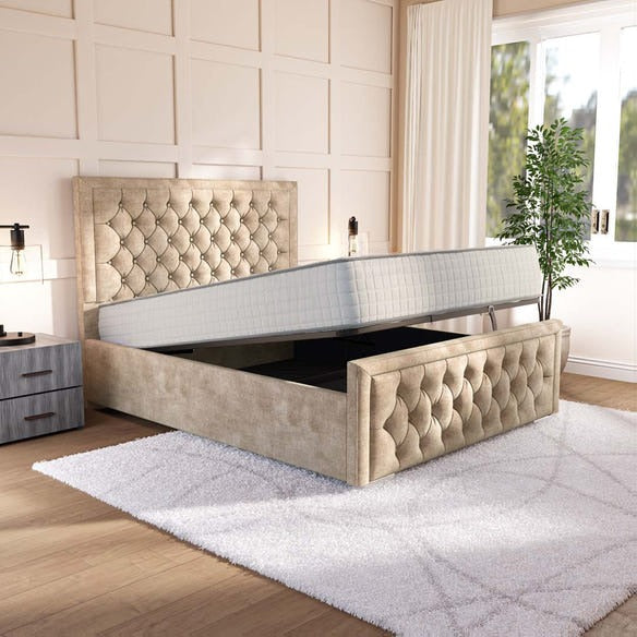 Valencia Upholstered Ottoman Bed - Mink Coniston