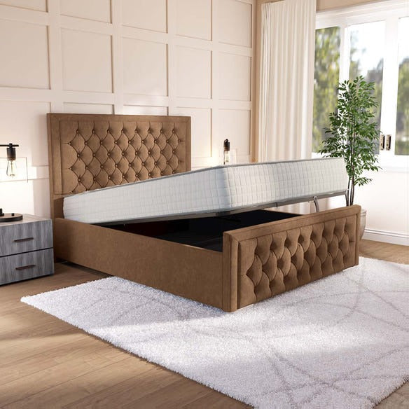 Valencia Upholstered Ottoman Bed - Mink Naples