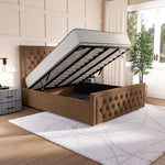 Valencia Upholstered Ottoman Bed - Mink Naples