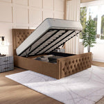Valencia Upholstered Ottoman Bed - Mink Naples