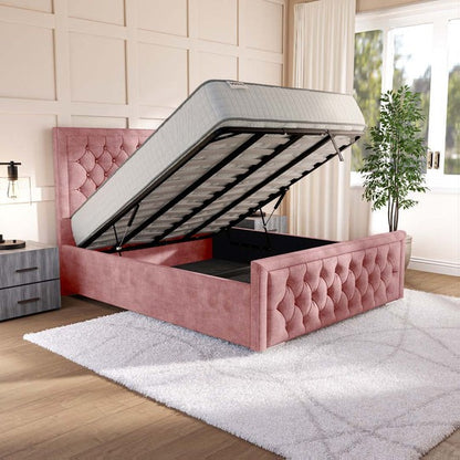 Valencia Upholstered Ottoman Bed - Pink Coniston