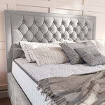 Valencia Upholstered Ottoman Bed - Silver Plush Velvet