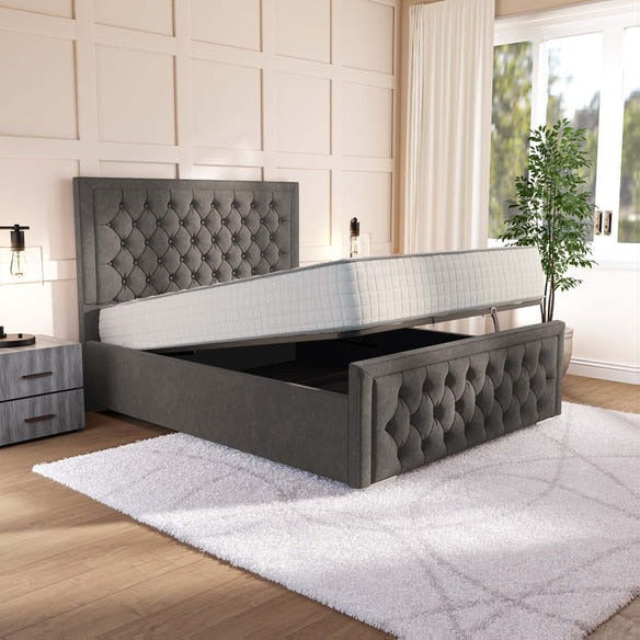 Valencia Upholstered Ottoman Bed - Slate Grey Naples