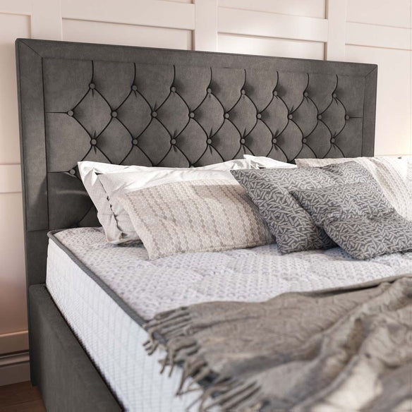 Valencia Upholstered Ottoman Bed - Slate Grey Naples
