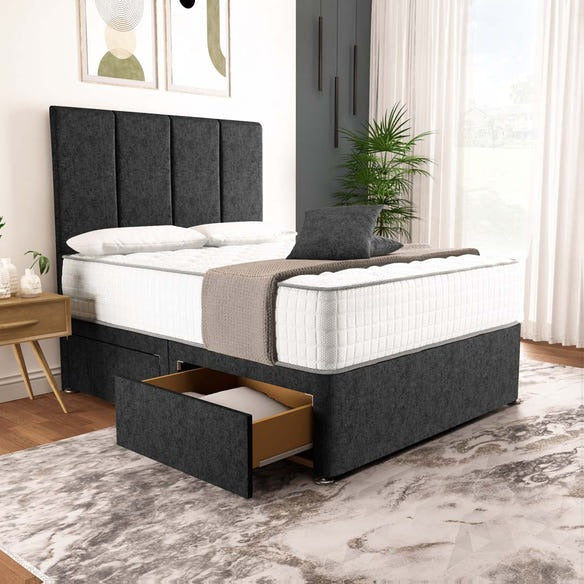Victoria Divan Bed - Black Chenille