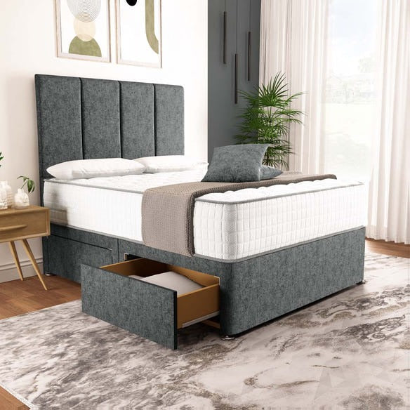 Victoria Divan Bed - Charcoal Chenille