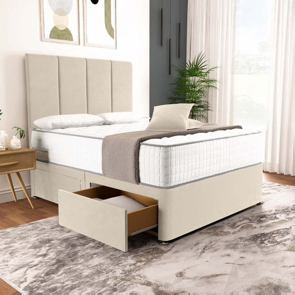 Victoria Divan Bed - Cream Plush Velvet