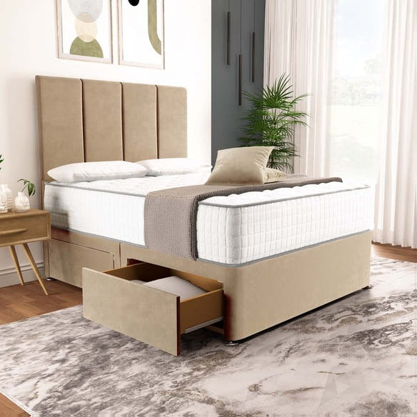 Victoria Divan Bed - Mink Plush Velvet