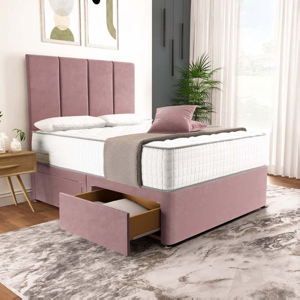 Victoria Divan Bed - Pink Plush Velvet