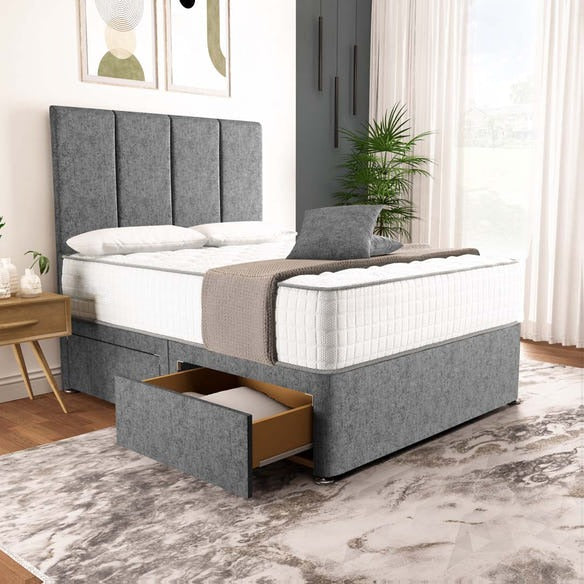 Victoria Divan Bed - Silver Chenille