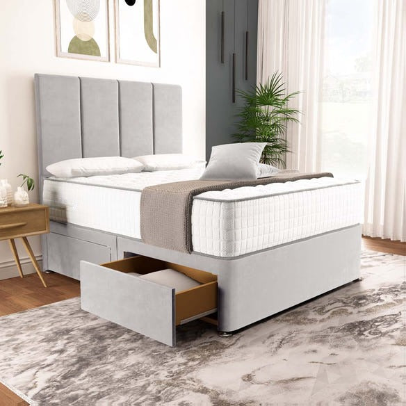 Victoria Divan Bed - Silver Plush Velvet