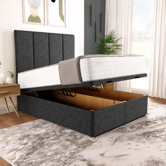 Victoria Ottoman Divan Bed - Black Chenille