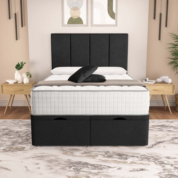 Victoria Ottoman Divan Bed - Black Naples