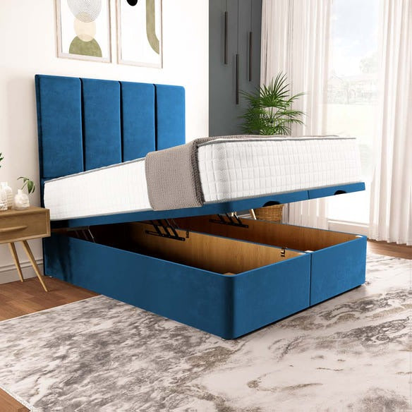 Victoria Ottoman Divan Bed - Blue Plush Velvet