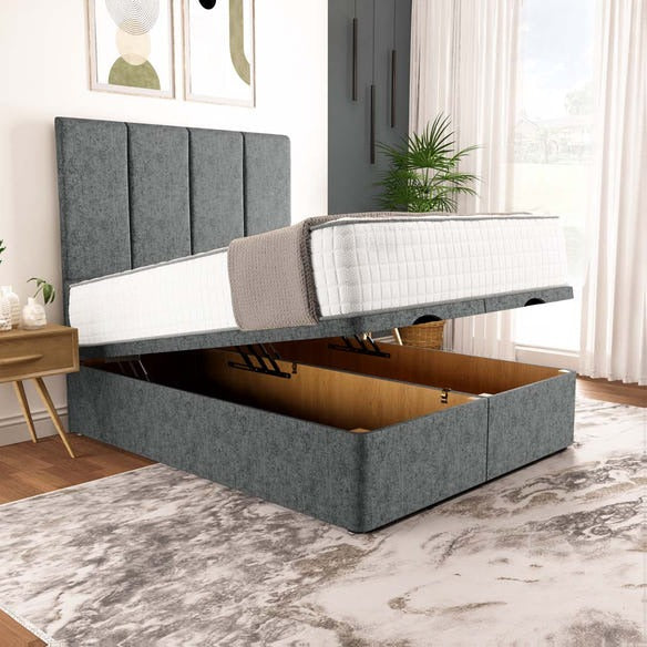 Victoria Ottoman Divan Bed - Charcoal Chenille