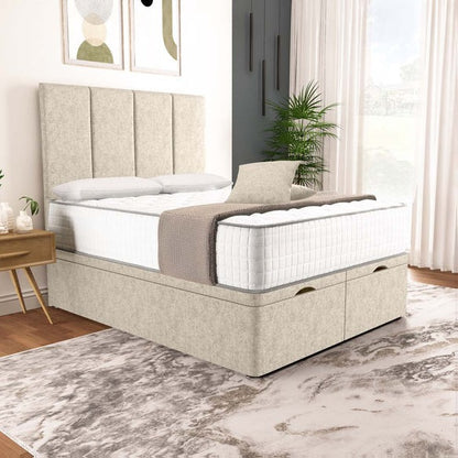 Victoria Ottoman Divan Bed - Cream Chenille