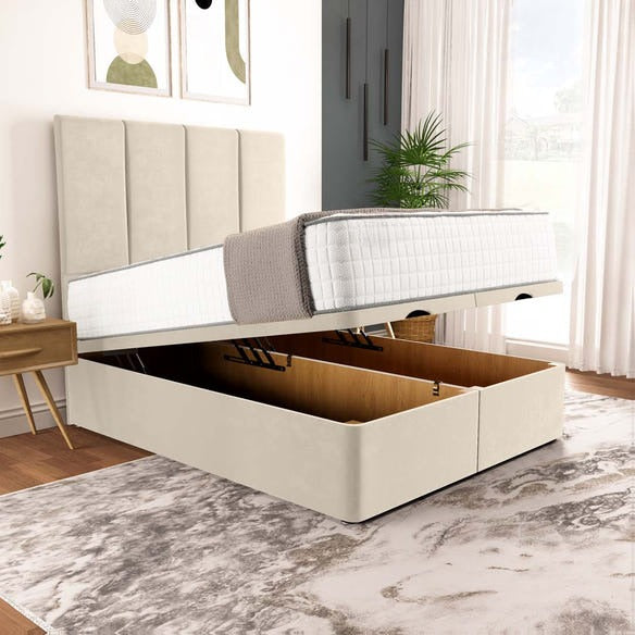 Victoria Ottoman Divan Bed - Cream Plush Velvet