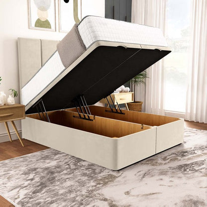 Victoria Ottoman Divan Bed - Cream Plush Velvet