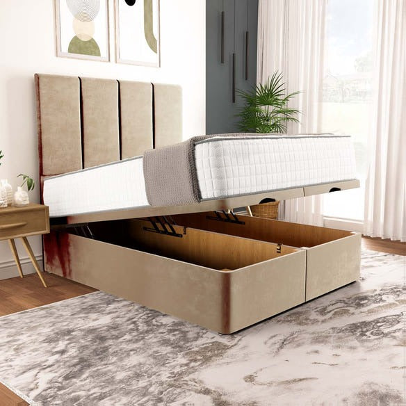 Victoria Ottoman Divan Bed - Mink Plush Velvet