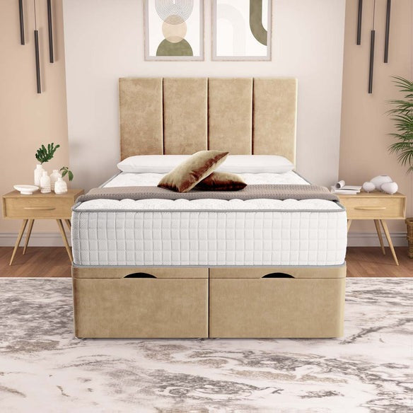 Victoria Ottoman Divan Bed - Mink Plush Velvet