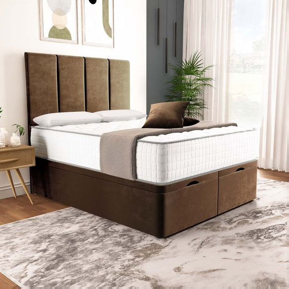 Victoria Ottoman Divan Bed - Mocca Plush Velvet