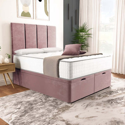Victoria Ottoman Divan Bed - Pink Plush Velvet