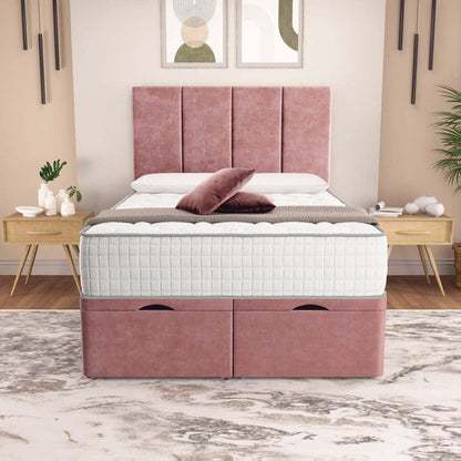 Victoria Ottoman Divan Bed - Pink Plush Velvet