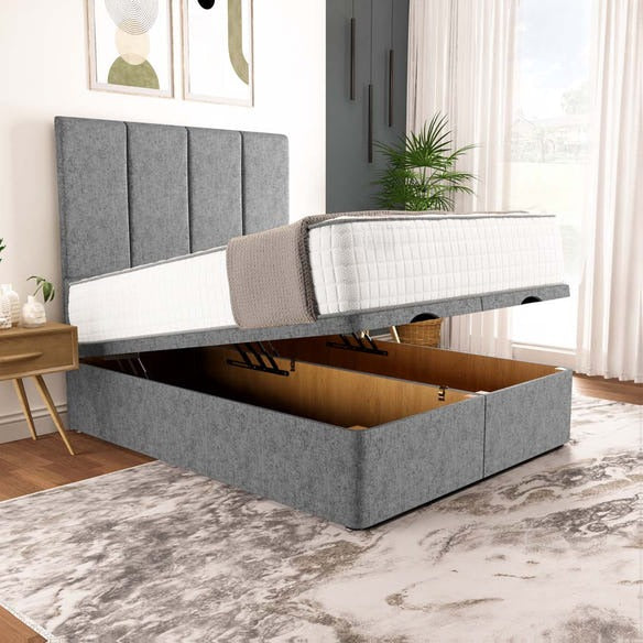 Victoria Ottoman Divan Bed - Silver Chenille