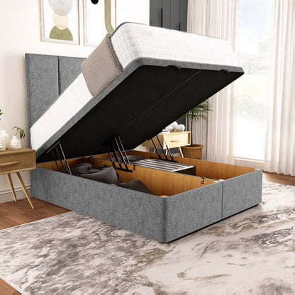 Victoria Ottoman Divan Bed - Silver Chenille