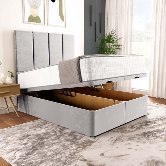 Victoria Ottoman Divan Bed - Silver Plush Velvet