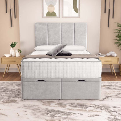 Victoria Ottoman Divan Bed - Silver Plush Velvet
