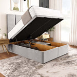 Victoria Ottoman Divan Bed - Silver Plush Velvet