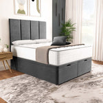 Victoria Ottoman Divan Bed - Steel Plush Velvet