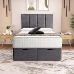 Victoria Ottoman Divan Bed - Steel Plush Velvet