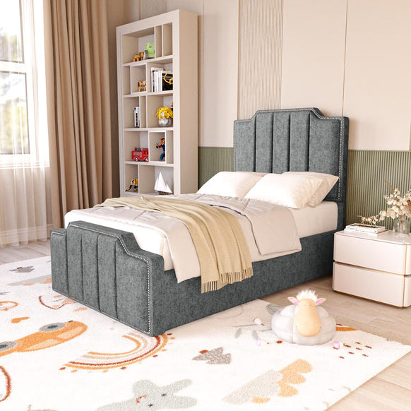 Washington Kids Upholstered Bed - Charcoal Chenille