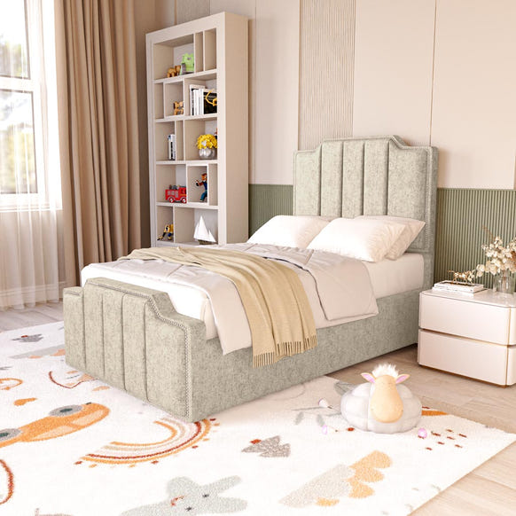 Washington Kids Upholstered Bed - Cream Chenille