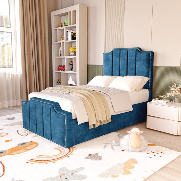 Washington Kids Upholstered Bed - Blue Coniston